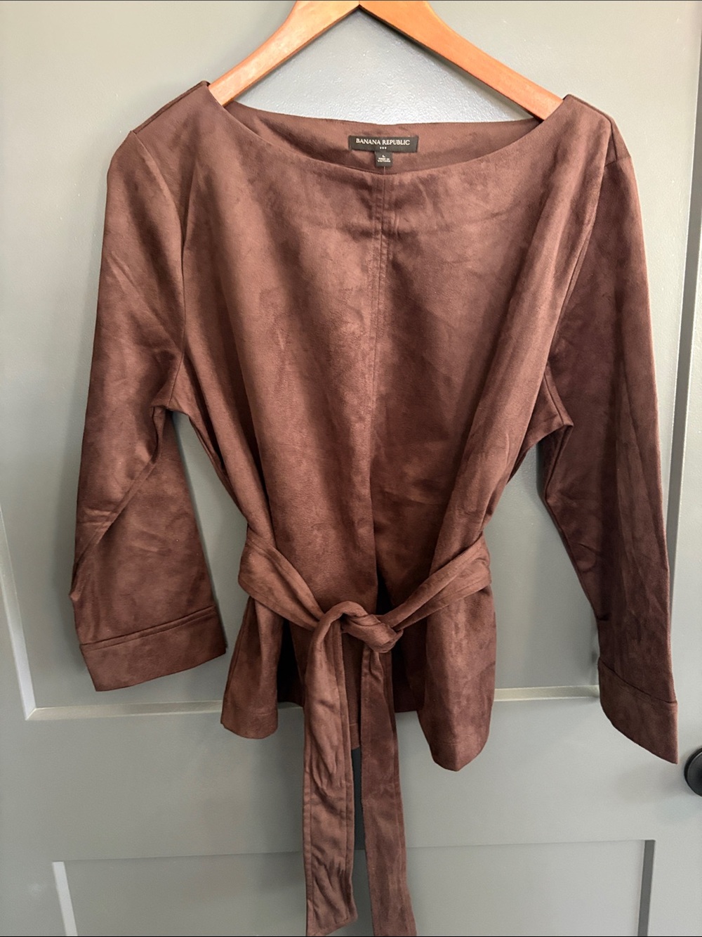 Banana Republic Brown Suede Tie-Waist top